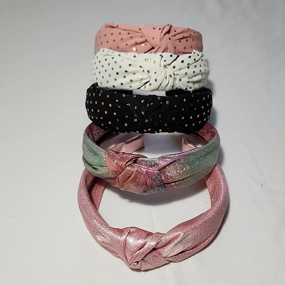 SHEIN Kids' 5 Headband Set - Pink, Black, White, Multicolor